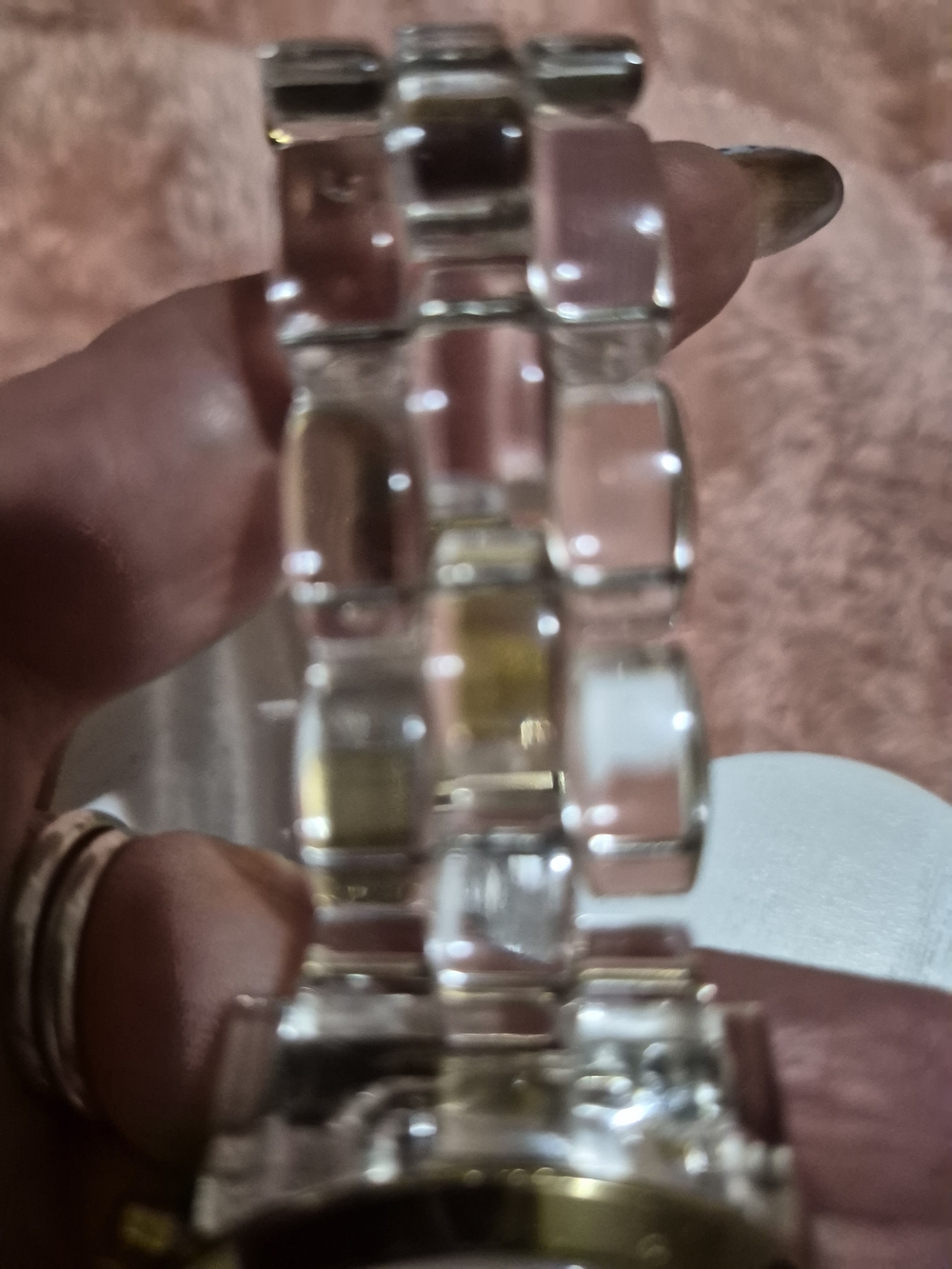 Michael Kors Clear Acrylic and Gold Tone Chronograph Watch - White Dial - Picture 9 of 10